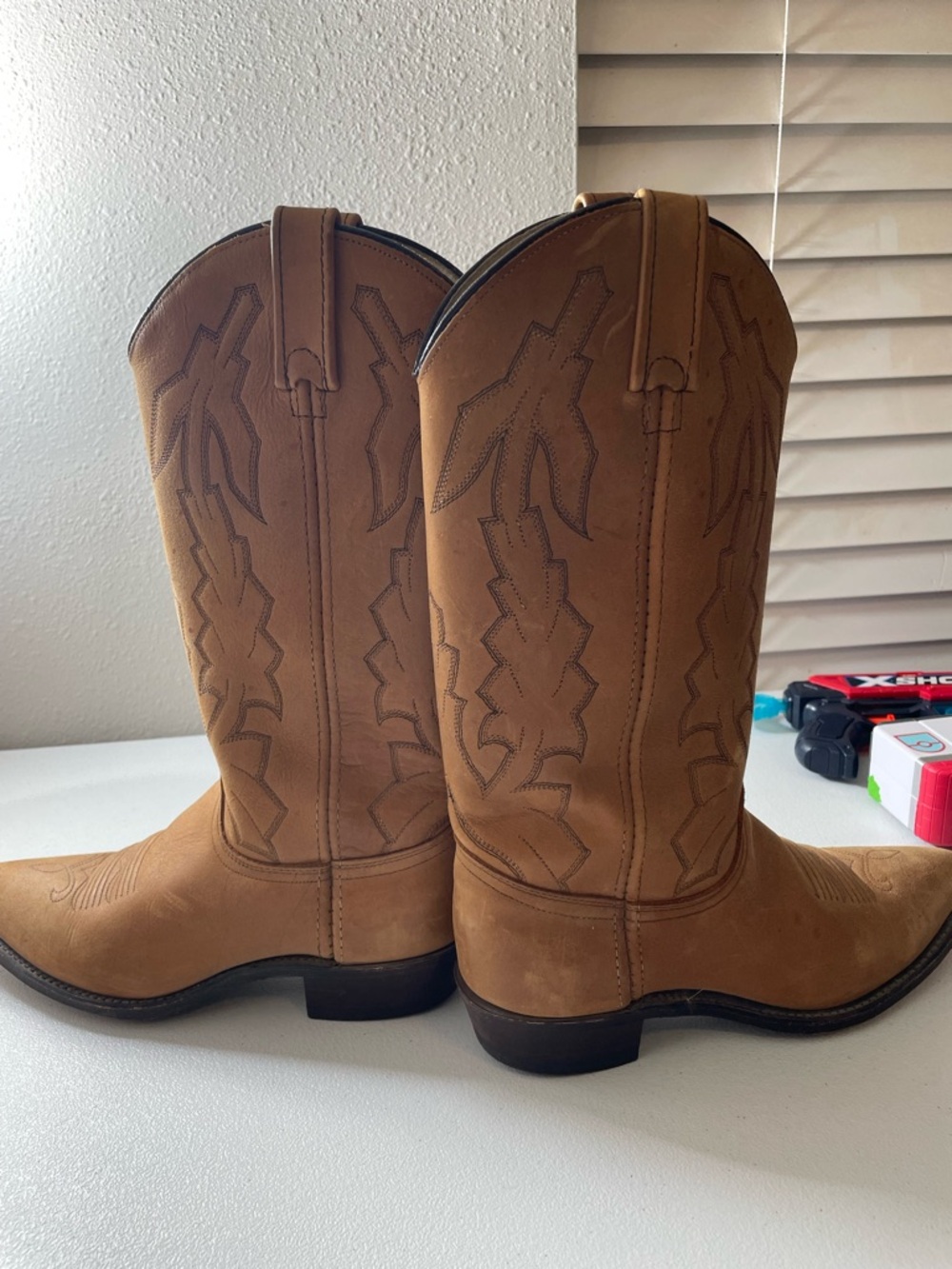 Vintage Dan Post Marlboro Cowboy Boots Leather Brown Womens 8 M USA P2552 - Picture 4 of 12